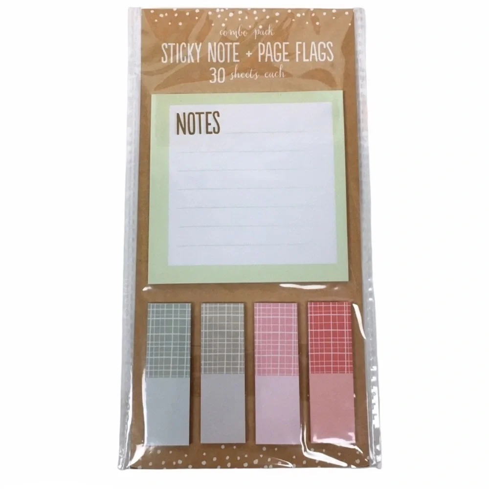 Christmas Plaid Grid Stationery Set Page Flags Sticky Notes List Pad Red Green